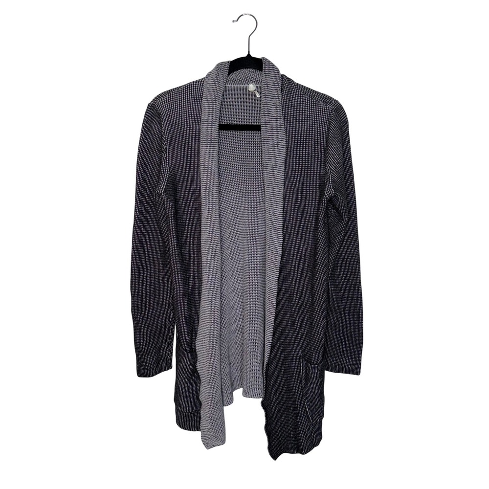 Margaret O'Leary Cardigan Women Small Grey Excellent Waffle Knit Open Front